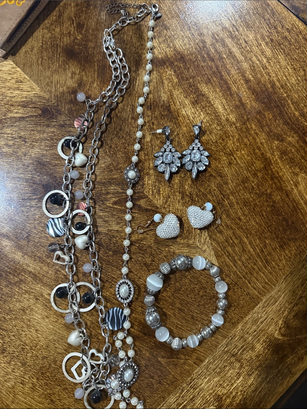 Silver-Tone Pearl & Crystal Necklace Set - White/Silver
